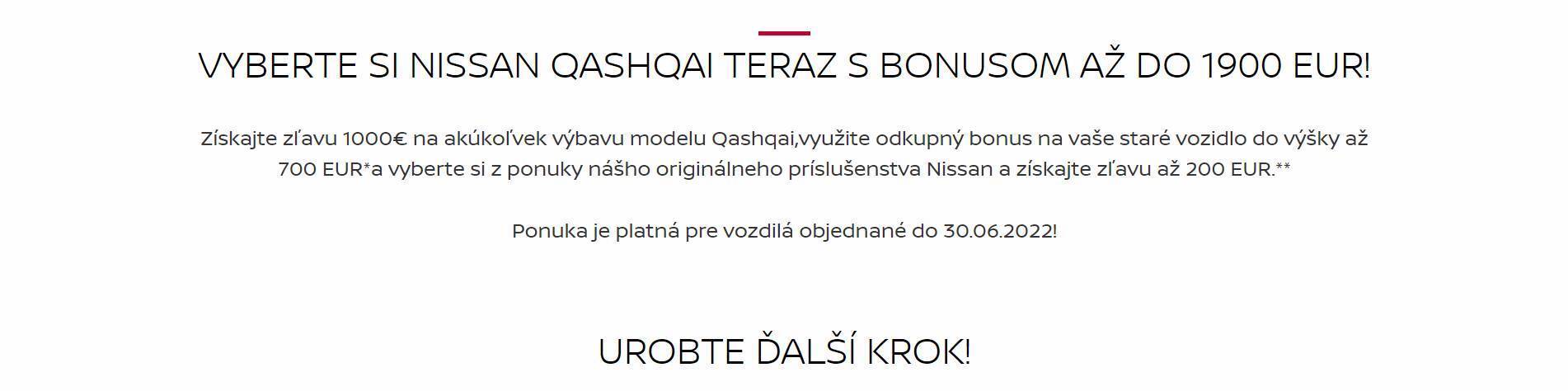 Vyberte si Nissan Qashqai teraz s BONUSOM až do 1900 EUR!